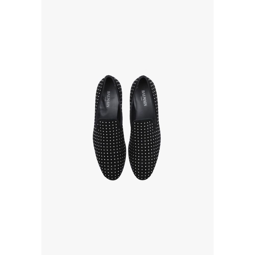 BALMAIN Matt Suede Crystal/Rhinestone Embellished/Studded Loafer/Shoes~EU44~$980 - Picture 4 of 9